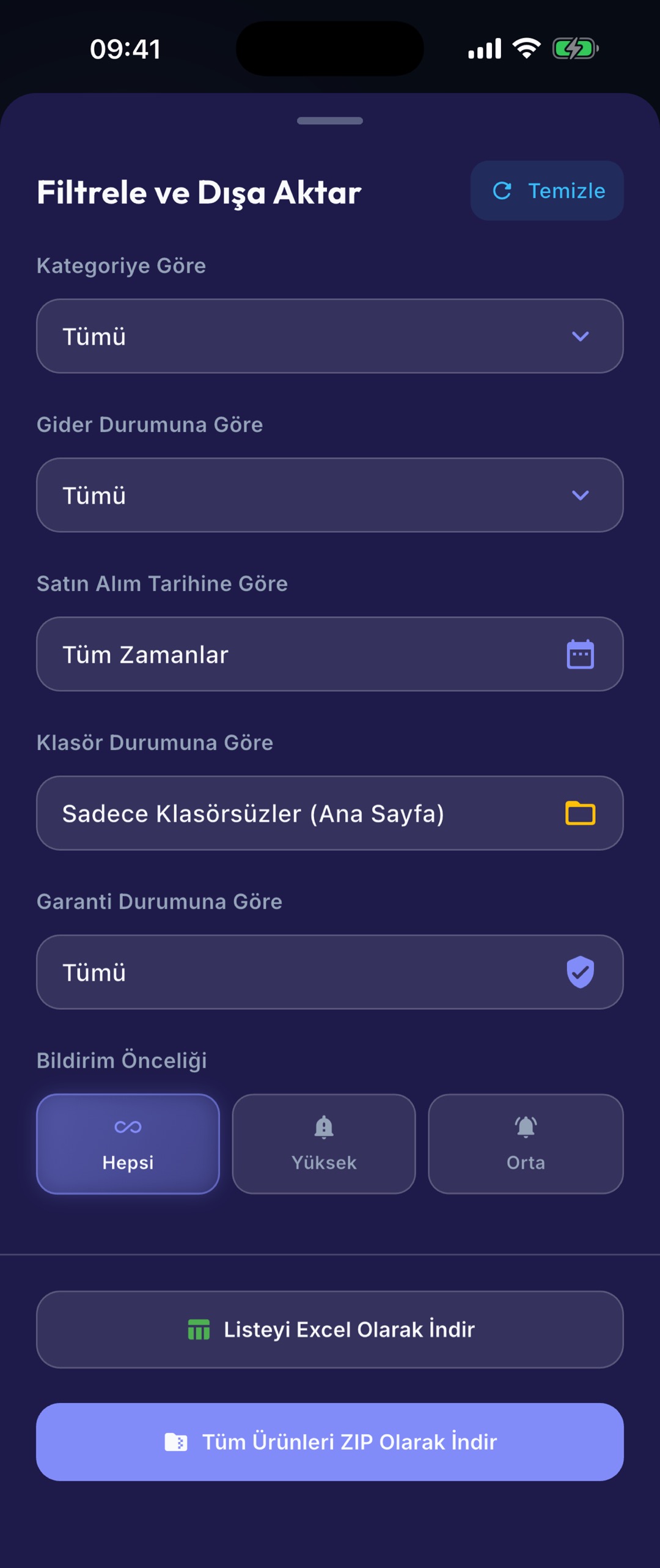 Filtrele, Sırala ve Dışa Aktar